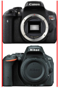 Canon EOS Rebel T6i vs Nikon D5500-front2