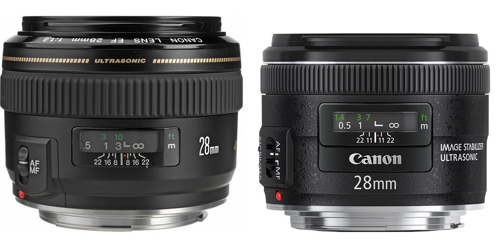 Canon EF 28mm f/1.8 USM vs Canon EF 28mm f/2.8 IS USM 